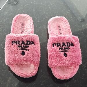 Prada Pink Plush Slippers Size 40